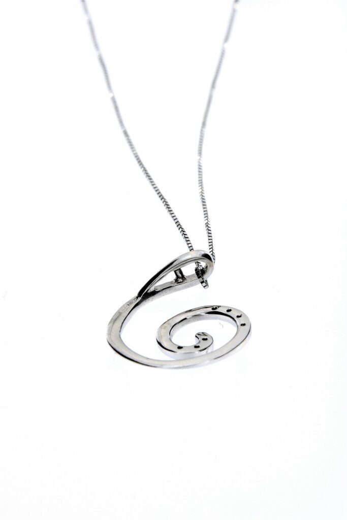 Collana oro bianco con spirale e diamanti 2