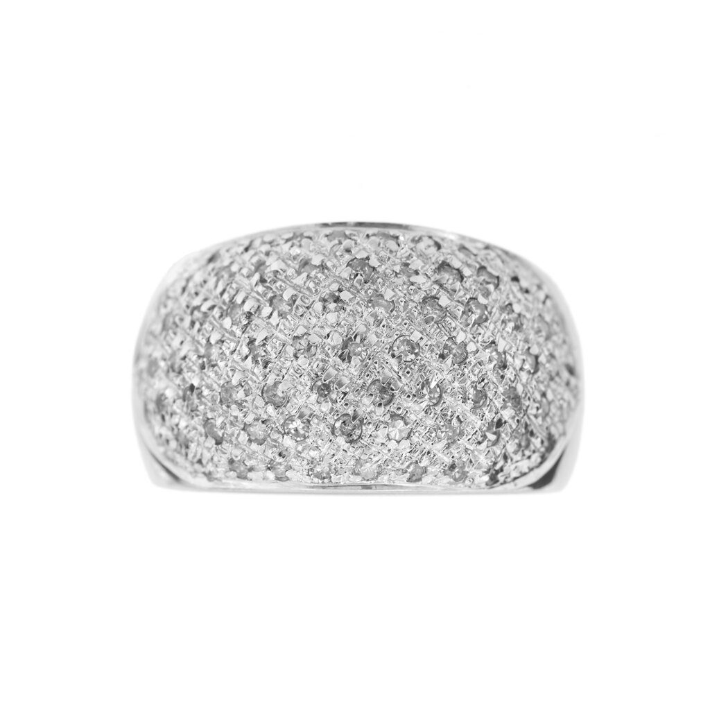 Band ring with paved diamonds