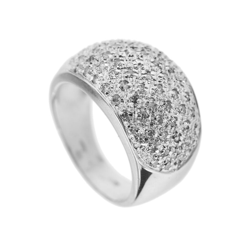 Band ring with paved diamonds