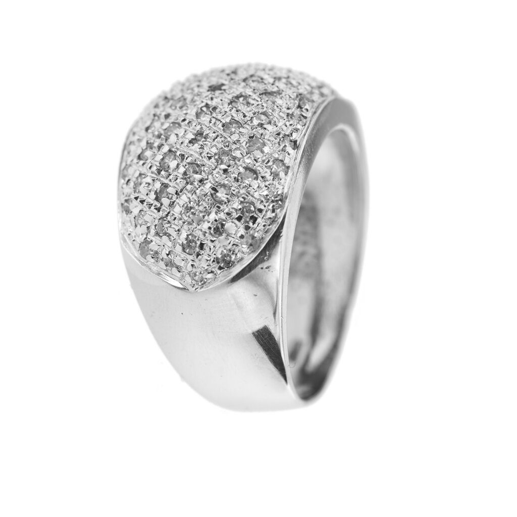 Band ring with paved diamonds