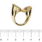 anello oro giallo con diamanti e quarzi citrini foto paragone righello per misura gioiello in cm