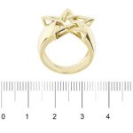anello a fascia bombata a stella in oro giallo foto paragone righello per misura in cm