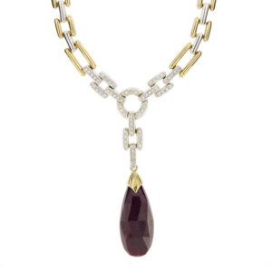 collier oro con rubino e diamanti