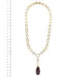 collier due ori con diamanti e rubino foto paragone righello per misura gioiello lunghezza in cm