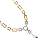 retro di catena di collier in oro con diamanti e rubino Korova
