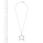 Collana oro bianco con ciondolo stella e diamanti foto paragone righello per misura gioiello in cm