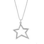 Collana oro bianco con ciondolo stella con diamanti zoom