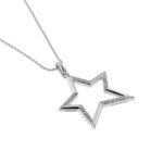 Collana oro bianco con ciondolo stella con diamanti zoom 2