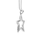 Collana oro bianco con ciondolo stella con diamanti zoom profilo