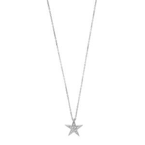 Collana oro bianco con ciondolo stella con diamanti