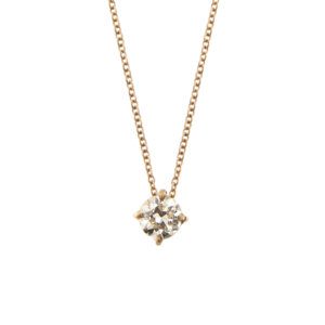 Collana in oro rosa 18 kt maglia rolò e ciondolo punto luce con diamante taglio brillante da 0.51 ct, colore JK purezza VVS.