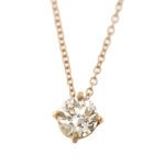 Collana in oro rosa 18 kt maglia rolò e ciondolo punto luce con diamante taglio brillante da 0.51 ct, colore JK purezza VVS.