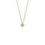 Collana in oro rosa 18 kt maglia rolò e ciondolo punto luce con diamante taglio brillante da 0.51 ct, colore JK purezza VVS.