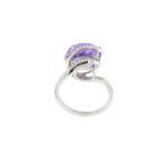 Anello oro bianco ametista e diamanti visione retro anello