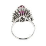 retro di anello platino con rubino e diamanti