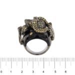 anello oro bianco e pietre preziose foto paragone righello per misura gioiello grandezza in cm