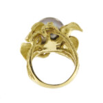 retro e interno di anello oro giallo con perla di tahiti