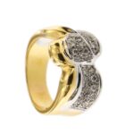 anello a fascia con due ori e diamanti prospettiva lato