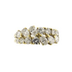 anello doppia riviere in oro giallo con diamanti frontale