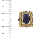 anello vintage oro giallo con zaffiri e lapislazzuli foto paragone righello per misura gioiello grandezza in cm