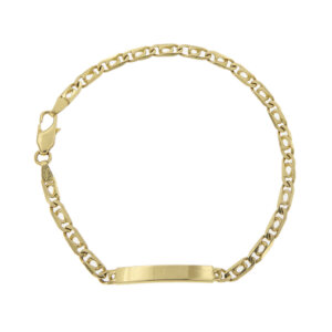 Bracciale da uomo in oro giallo 18 kt maglia occhio di tigre con placchetta.