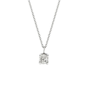 Collana maglia rolò punto luce in oro bianco 18 kt con diamante taglio brillante da 0.50 ct - Colore HI e purezza VS.