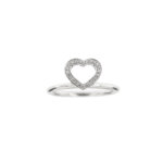 anello a cuore con diamanti in oro bianco