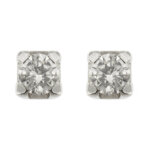 Orecchini in oro bianco 18 kt punto luce con montatura quadrata e 2 diamanti taglio brillante da 0.35 ct cad, totale 0.70 ct – colore GH e purezza VS.