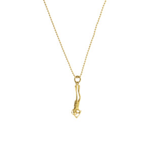 Collana maglia pallini con in oro giallo 18kt con ciondolo a forma di sub con pinne e bombola.