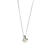 Collana oro bianco maglia groumette con perla e diamanti 2