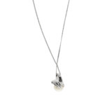 Collana oro bianco maglia groumette con perla e diamanti 5
