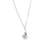 Collana oro bianco maglia groumette con perla e diamanti 6