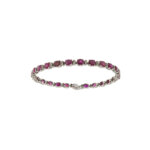 Bracciale tennis in oro bianco con rubini e diamanti