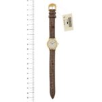 orologio donna baume & mercier con cinturino marrone e cassa in oro foto paragone righello per misura gioiello lunghezza in cm