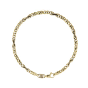 Bracciale uomo maglia occhio di tigre alternata in oro giallo 18kt con chiusura a moschettone.