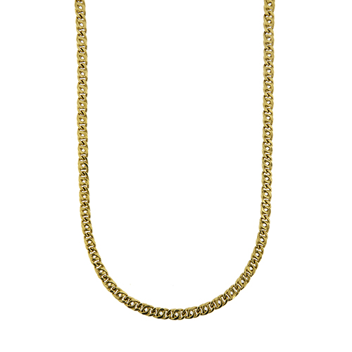 Collana uomo in oro giallo 18kt con maglia occhio di pernice e chiusura a moschettone.