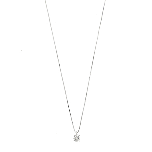 collana punto luce maglia veneta in oro bianco con diamante, brand: Damiani