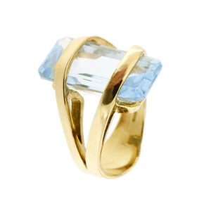 anello oro giallo con topazio lato