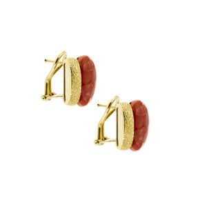 orecchini oro giallo profilo con corallo