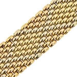 dettaglio maglia di bracciale vintage a fascia in 3 ori