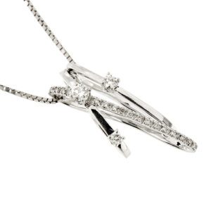 collana maglia veneta oro bianco con ciondolo con diamanti zoom