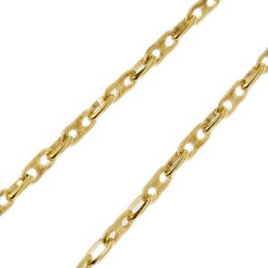 dettaglio maglia di collana lunga maglia marina in oro giallo