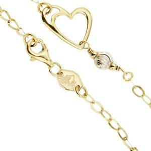 dettaglio incisione brand di bracciale due ori con cuori e sferette 2